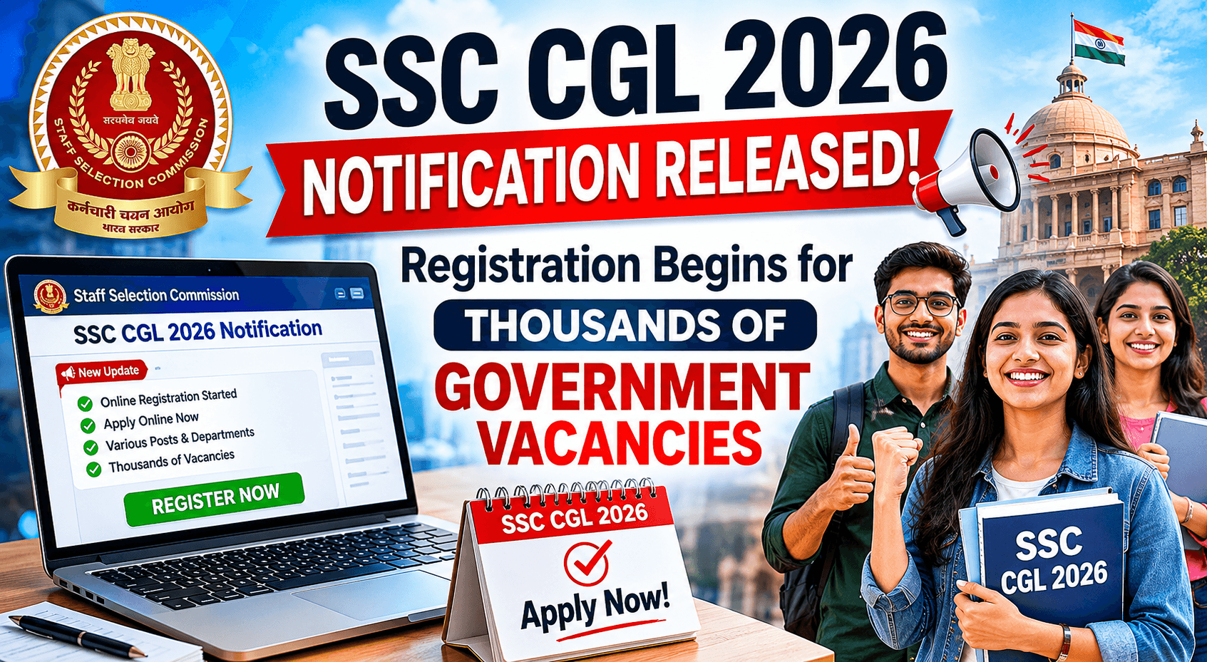 SSC CGL 2026 Notification Released: Registration Begins for Thousands of Government Vacancies