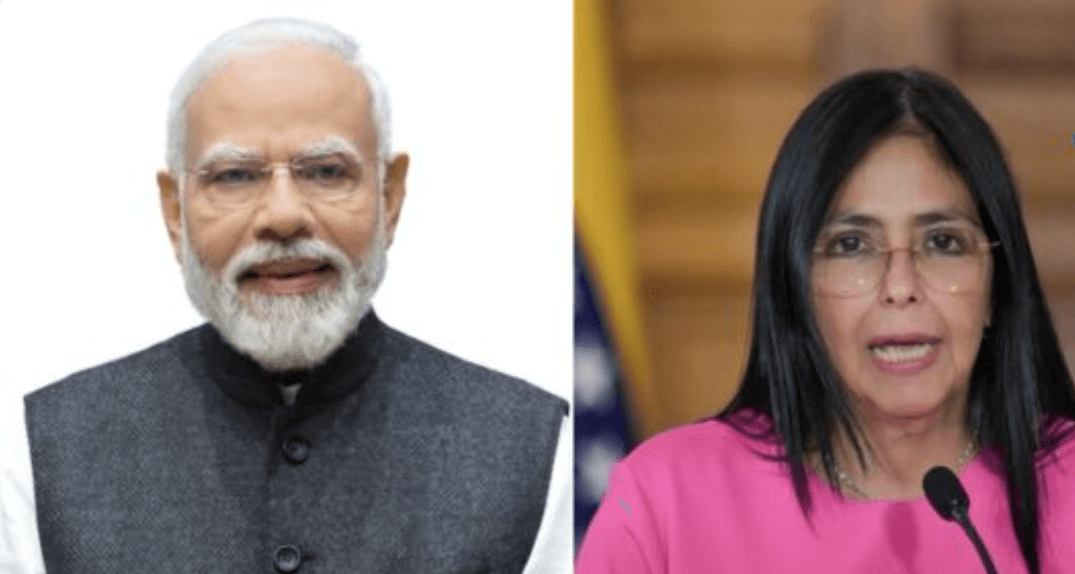 Prime Minister Narendra Modi and acting President of Venezuela Delcy Rodríguez (Photo/DD)